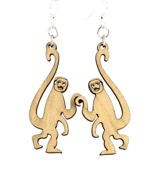 Sustainable Monkey Wood Earrings front view, lightweight and eco-friendly jewelry for women.
